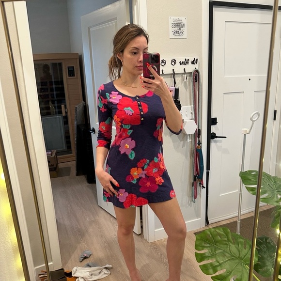 Lilly Pulitzer Navy Dress with Red and Pink Floral - Picture 2 of 9